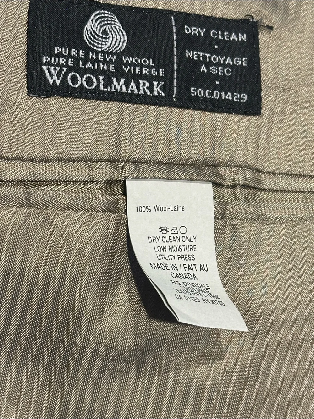 Calvin Klein Men’s Wool Sport Coat Jacket Blazer Sz 46R Solid Beige Tan Khaki